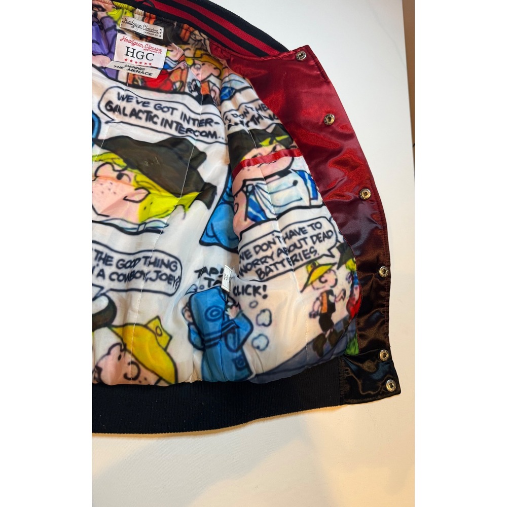 Headgear Classics Dennis the Menace Varsity Jacket Red Black Ombre Satin S - Picture 5 of 14